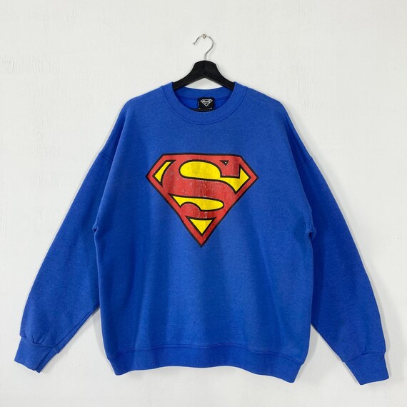 Sudadera vintage de Superman de los anos 90 jersey de cuello redondo de Superman de DC Comics jersey con estampado de logotipo de Superman de