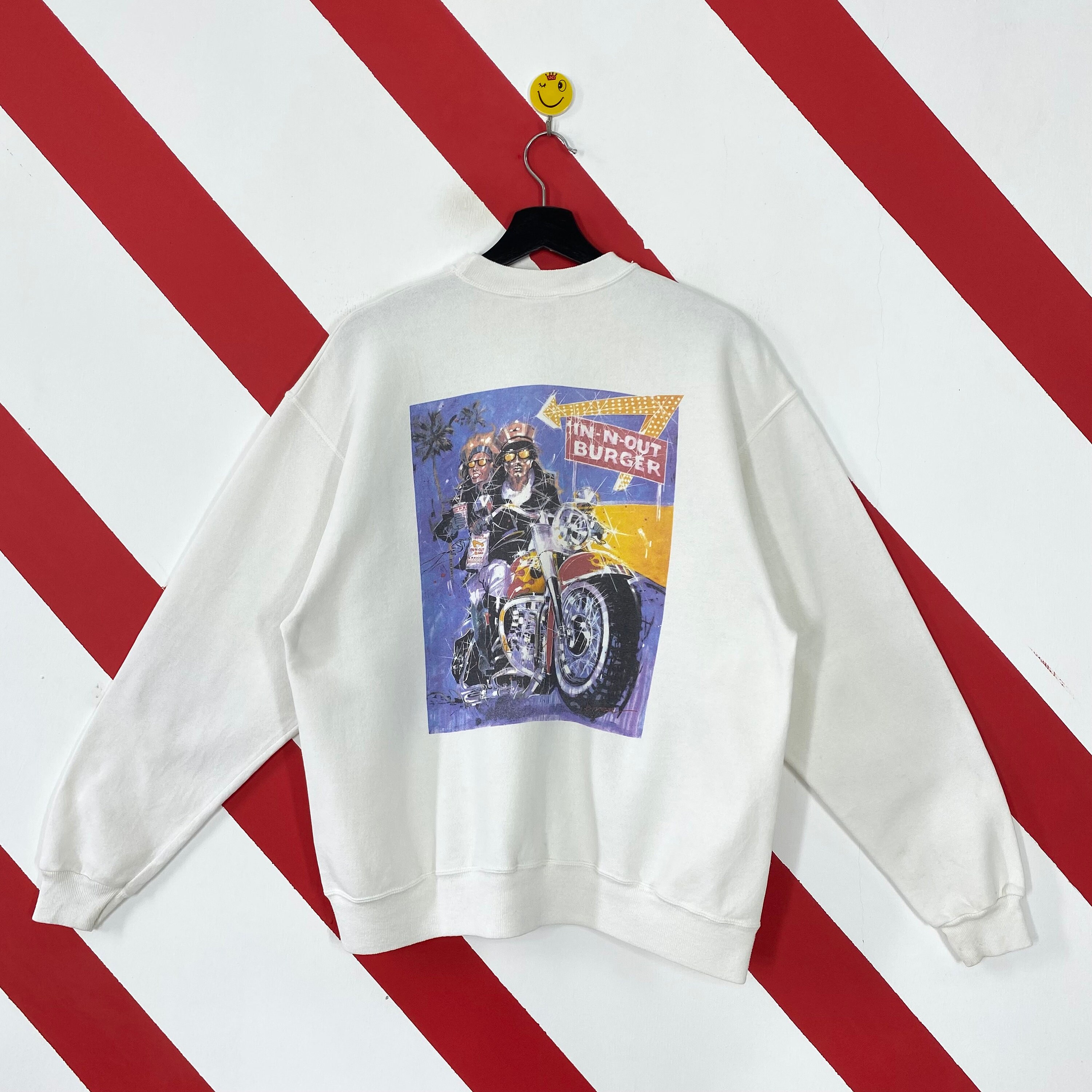 Vintage 90s In N Out Burger Sweatshirt In N Out Burger Crewneck In N Out Burger Sweater In N Out Burger Restaurant Print Logo White Medium