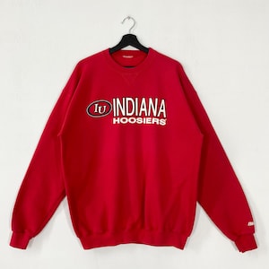 Vintage Indiana University Sweatshirt Indiana University Crewneck Indiana Sweater Pullover Indiana Hoosiers Print Logo Red XLarge