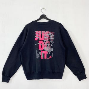 Vintage 90s Nike Sweatshirt Nike Crewneck Nike Swoosh Sweater Pullover Nike Air Sportswear Jumper Nike Just Do It Print Logo Black Small