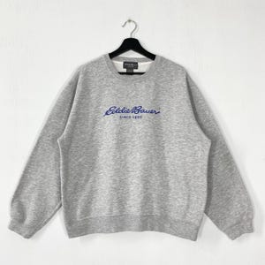 Vintage Eddie Bauer Sweatshirt Eddie Bauer Crewneck Eddie Bauer Sweater Pullover Outdoor Outfitters Eddie Bauer Print Logo Grey Large