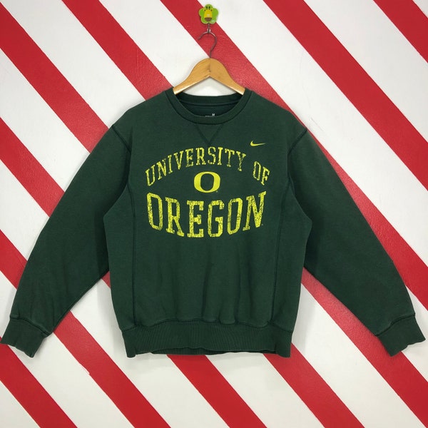 Vintage Nike Sweatshirt Crewneck University Oregon Sweater Pullover Nike Oregon Ducks Sportswear Nike Swoosh Embroidery Logo Green Medium
