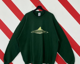 vintage Kennebunkport sweat-shirt Kennebunkport ras du cou pull de chèvre de l'île pull bord de mer Trolley imprimé logo vert très grand