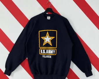 Vintage Army Sweatshirt Military Army Crewneck US Army Vilseck Sweater Pullover Military United State Army Print Logo Black Size Large