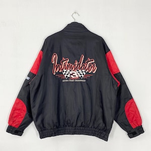 Vintage 90s Dale Earnhardt Jacket Nascar Racing Nutmeg Zipper Black Large