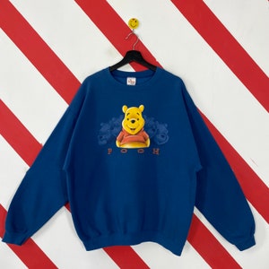 vintage des années 90 Winnie l'ourson sweat-shirt Winnie l'ourson ras du cou Walt Disney Winnie l'ourson pull pull Kanga Bourriquet Porcinet Tigrou imprimé Logo bleu XL