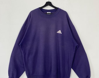 Vintage 90s Adidas Sweatshirt Crewneck Pullover Sportswear Adidas Equipment Embroidered Logo Blue XLarge