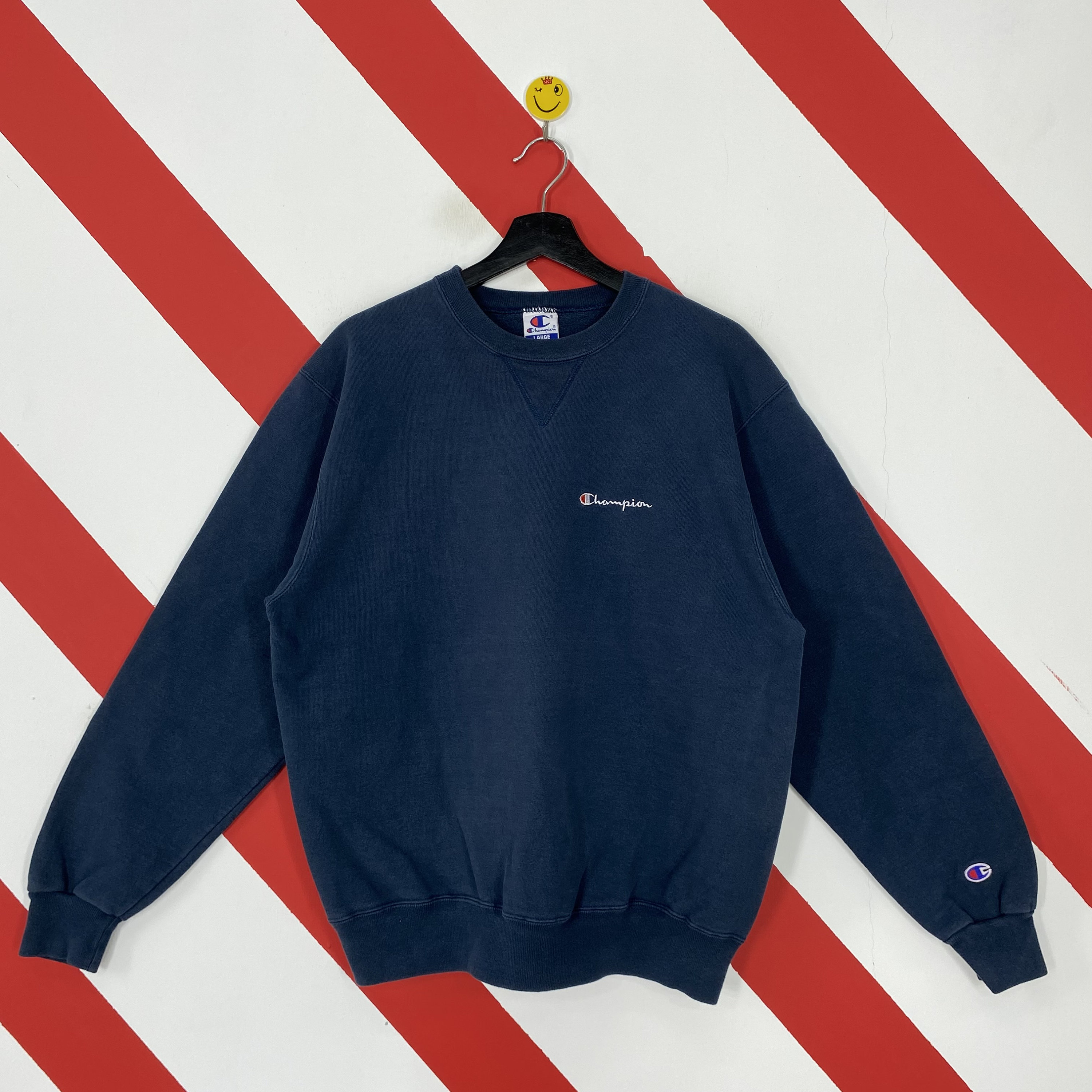 Louis Vuitton Distressed Flock Crewneck Monogram Sweater Mens XL Navy Blue