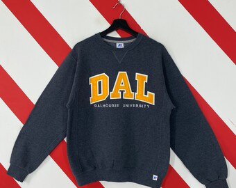 Vintage Dalhousie University Sweatshirt Dalhousie Crewneck Dalhousie Sweater Pullover Dalhousie University Tigers Patch Logo Grey Small