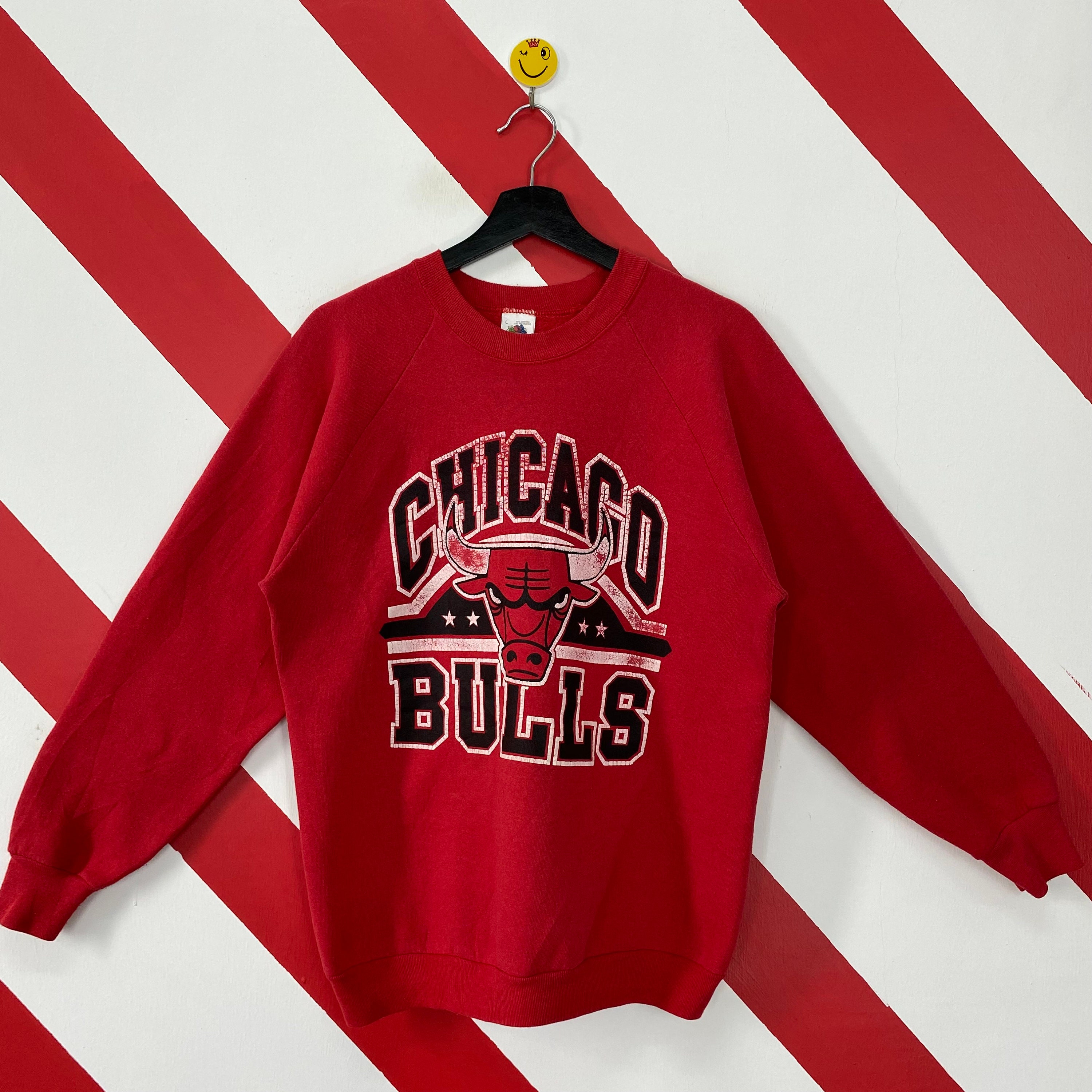 Vintage 90s Chicago Bulls Ringer Vneck Sweatshirt Big Logo 