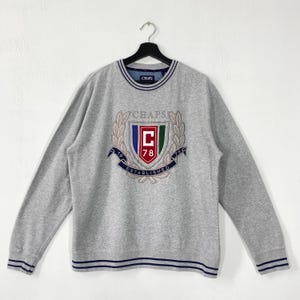Vintage Chaps Ralph Lauren Sweatshirt Crewneck Ralph Lauren Sweater Pullover Chaps Ralph Lauren Embroidered Logo Grey Medium