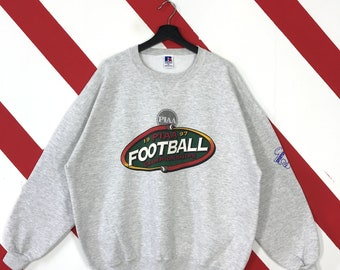 Vintage 90s PIAA Football Sweatshirt PIAA Crewneck PIAA Sweater Pullover Conferences Leagues Sportswear Football Print Logo Grey XLarge