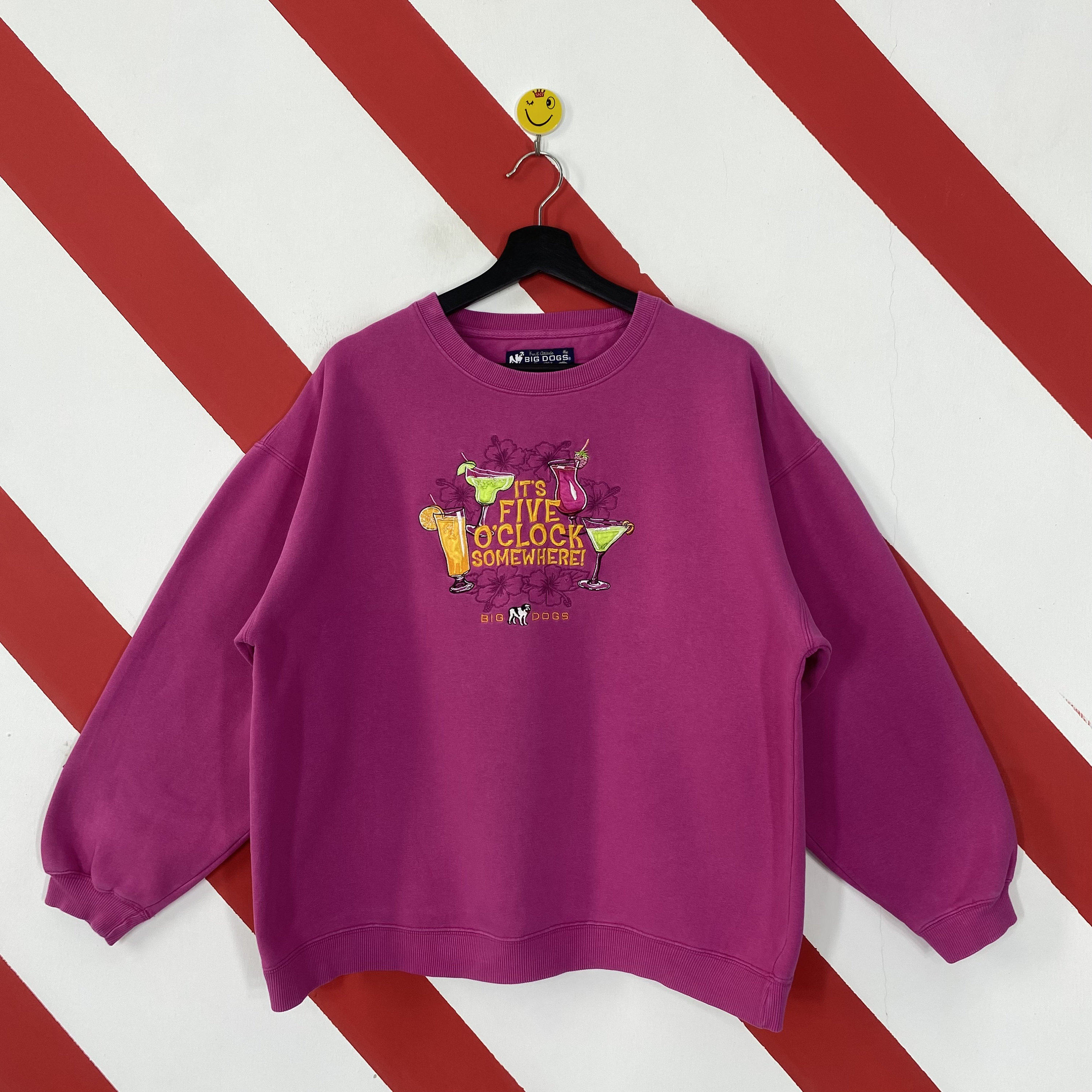 Vintage Big Dogs Sweatshirt Big Dogs Crewneck Big Dogs Sweater Pullover Surfing Sportswear Big Dogs Embroidered Logo Pink Medium Etsy