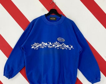 Vintage 90s Morro Bay Sweatshirt Morro Bay Crewneck Sportfishing Whale Sweater Pullover Morro Bay Virg's Landing Print Logo Blue Medium