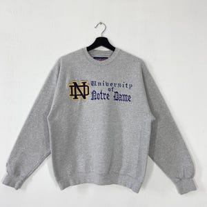 Vintage University Notre Dame Sweatshirt Notre Dame Crewneck Notre Dame Sweater Pullover Notre Dame Fighting Irish Embroidered Logo Small