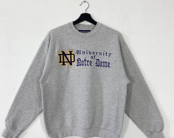 Vintage University Notre Dame Sweatshirt Notre Dame Crewneck Notre Dame Sweater Pullover Notre Dame Fighting Irish Embroidered Logo Small
