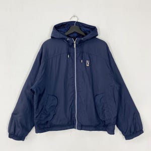 Vintage 90s Nike Puffer Jacket Nike Swoosh Full Zip Hoodie Nike Air Sportswear Light Jacket Embroidered Logo Blue Kids Medium