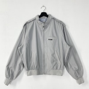 Vintage 90s Members Only Windbreaker Jacket Full Zip Classic Iconic Racer Jacket Patch Logo Grey Medium