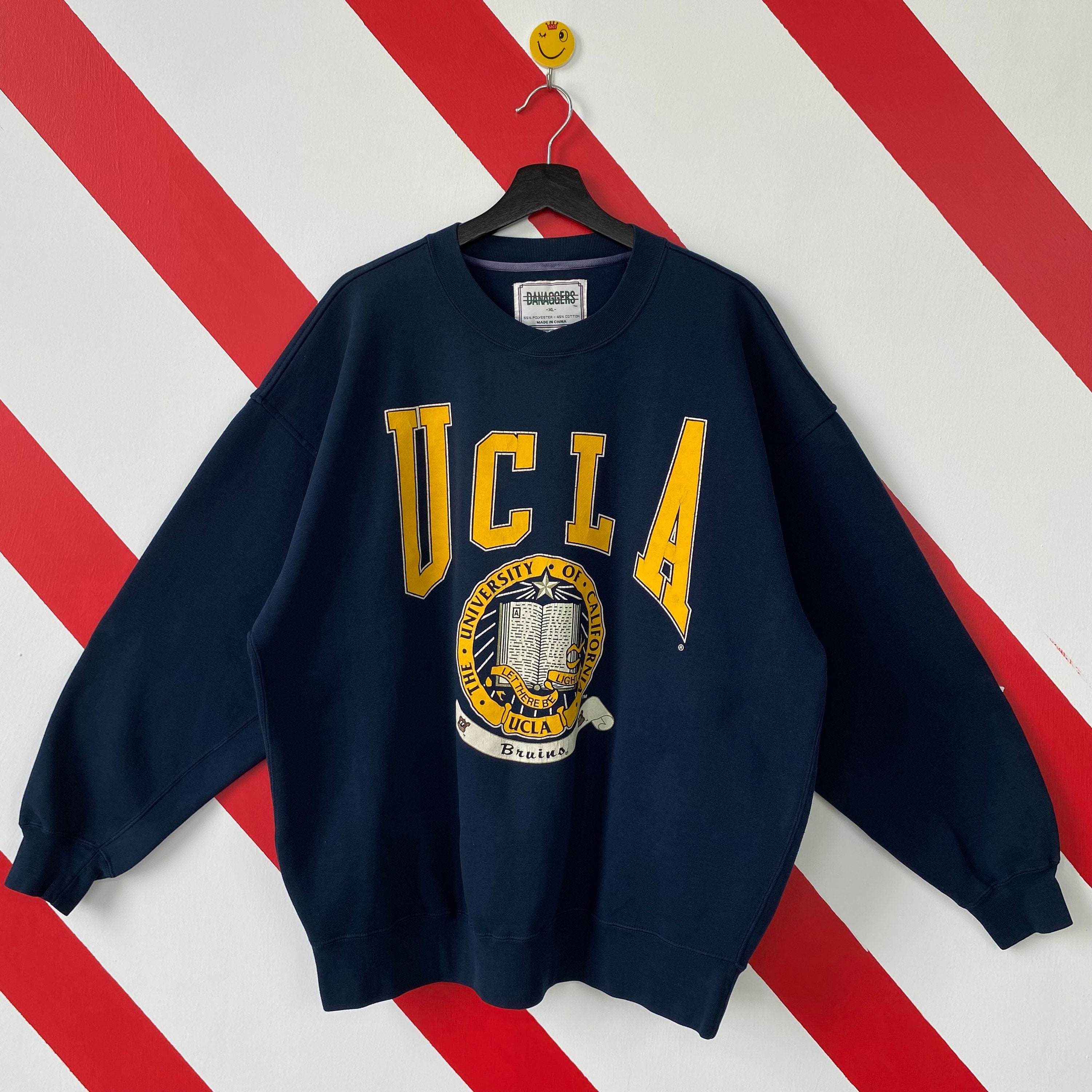 UCLA BRUINS BIG COTTON CREW NECK SWEATSHIRT SWEATER BlUE EMBROIDERED SIZE S