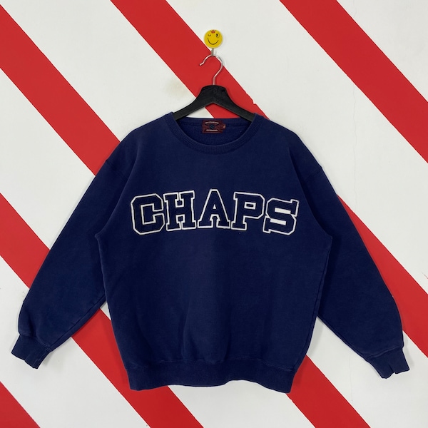 Vintage 90s Chaps Ralph Lauren Sweatshirt Ralph Lauren Crewneck Chaps Ralph Lauren Sweater Pullover Chaps Ralph Lauren Patch Logo Blue Small