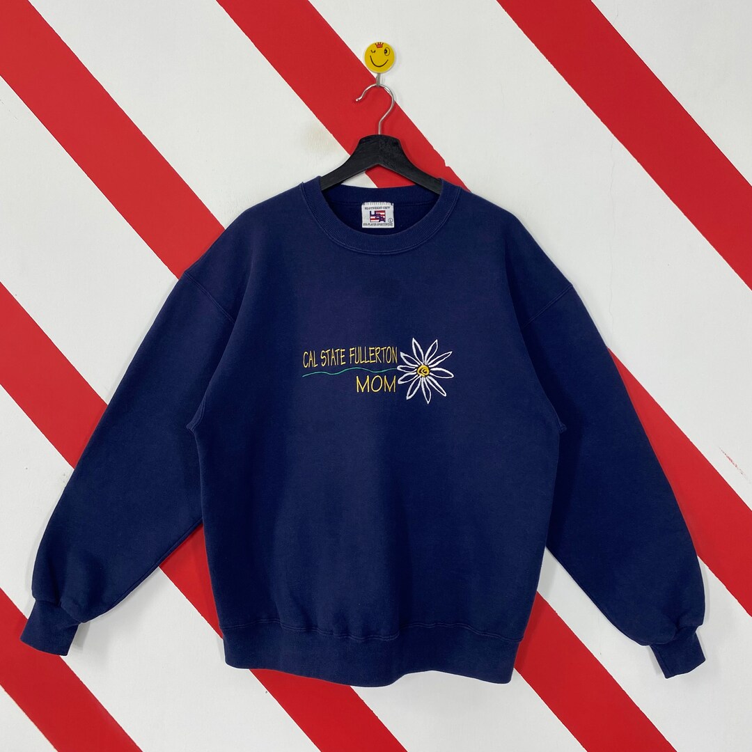 Buy Vintage 90s California State University Fullerton Sweatshirt Fullerton Crewneck Fullerton Sweater Fullerton Titans Embroidered Logo Large Online
