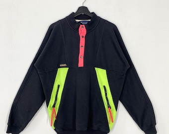 Vintage 90s Columbia Sportswear Sweatshirt Crewneck Pullover Columbia Patch Logo Black Large