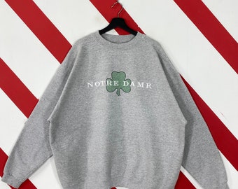 Vintage Notre Dame Sweatshirt Notre Dame Crewneck Notre Dame Fighting Irish Sweater University Notre Dame Embroidered Logo Grey XXLarge