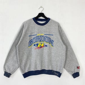 Vintage Jeff Gordon Sweatshirt NASCAR Crewneck Dale Earnhardt Sweater Pullover American Racing Driver NASCAR Embroidered Logo Grey Small