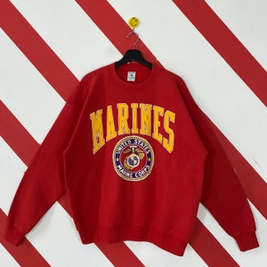 Vintage 90er Jahre USMC Marine Corps Sweatshirt USMC Crewneck United State Marine Corps Pullover Pullover Militär USMC Print Logo Rot XLarge Bild 1