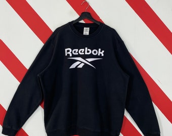 Reebok Sweatshirt Reebok Crewneck Reebok Essential Sweater Pullover Reebok Sportswear Reebok Classic Print Logo Black XXLarge