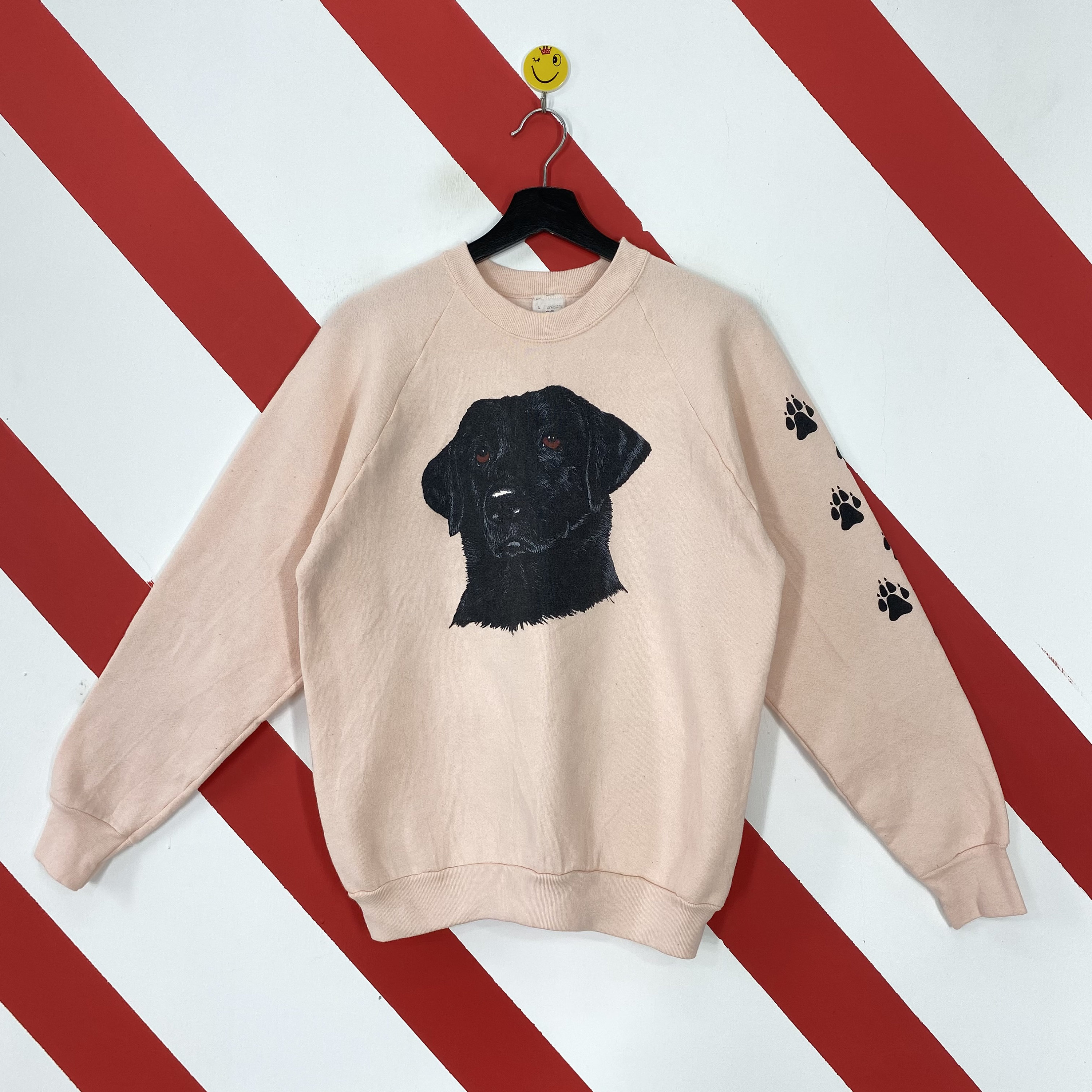 Vintage 90s Labrador Retriever Dog Sweatshirt Labrador Retriever Crewneck  Labrador Retriever Sweater Dog Breed Print Logo Peach Medium