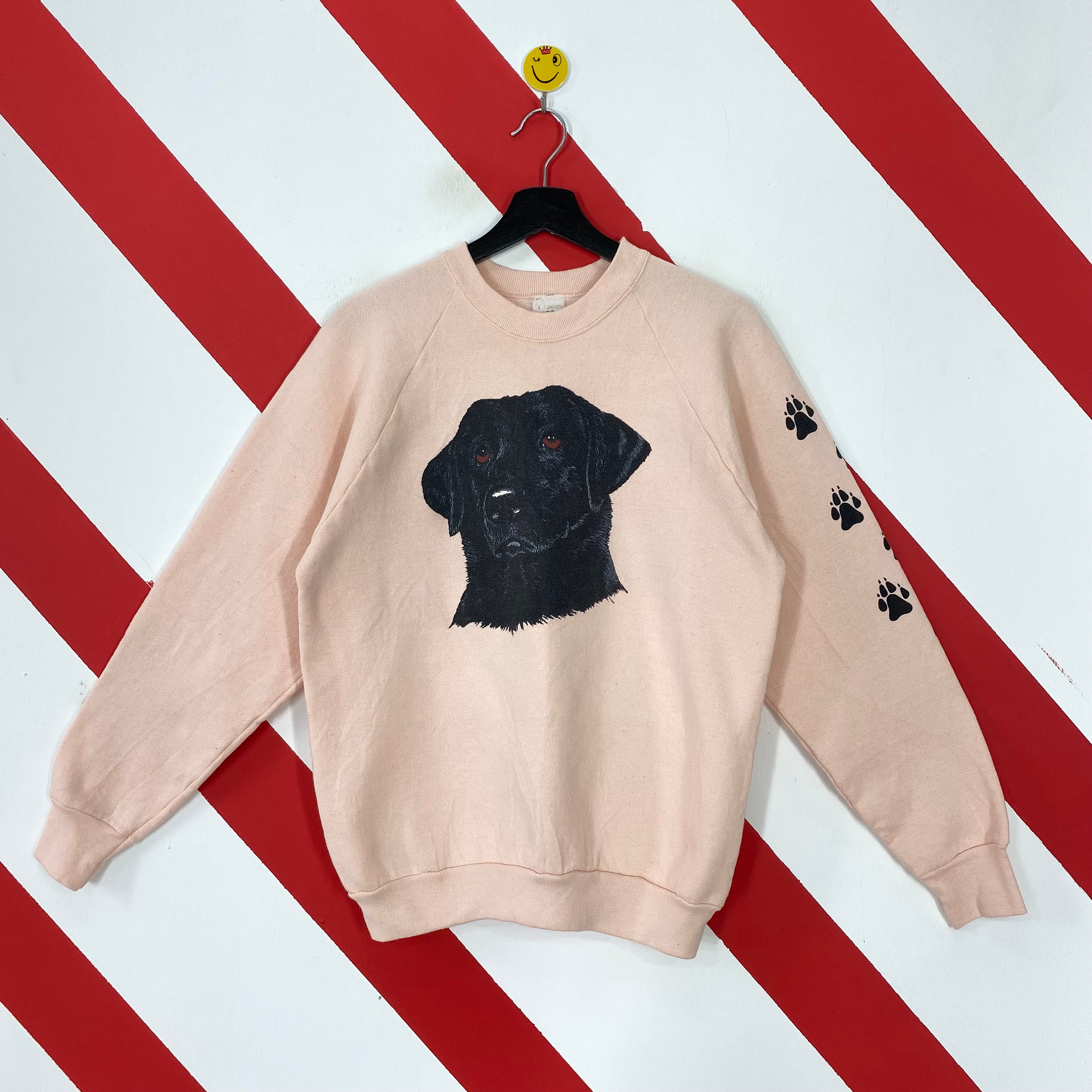 Vintage 90s Labrador Retriever Dog Sweatshirt Labrador Retriever Crewneck  Labrador Retriever Sweater Dog Breed Print Logo Peach Medium