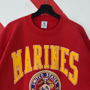 Vintage 90er Jahre USMC Marine Corps Sweatshirt USMC Crewneck United State Marine Corps Pullover Pullover Militär USMC Print Logo Rot XLarge Bild 3