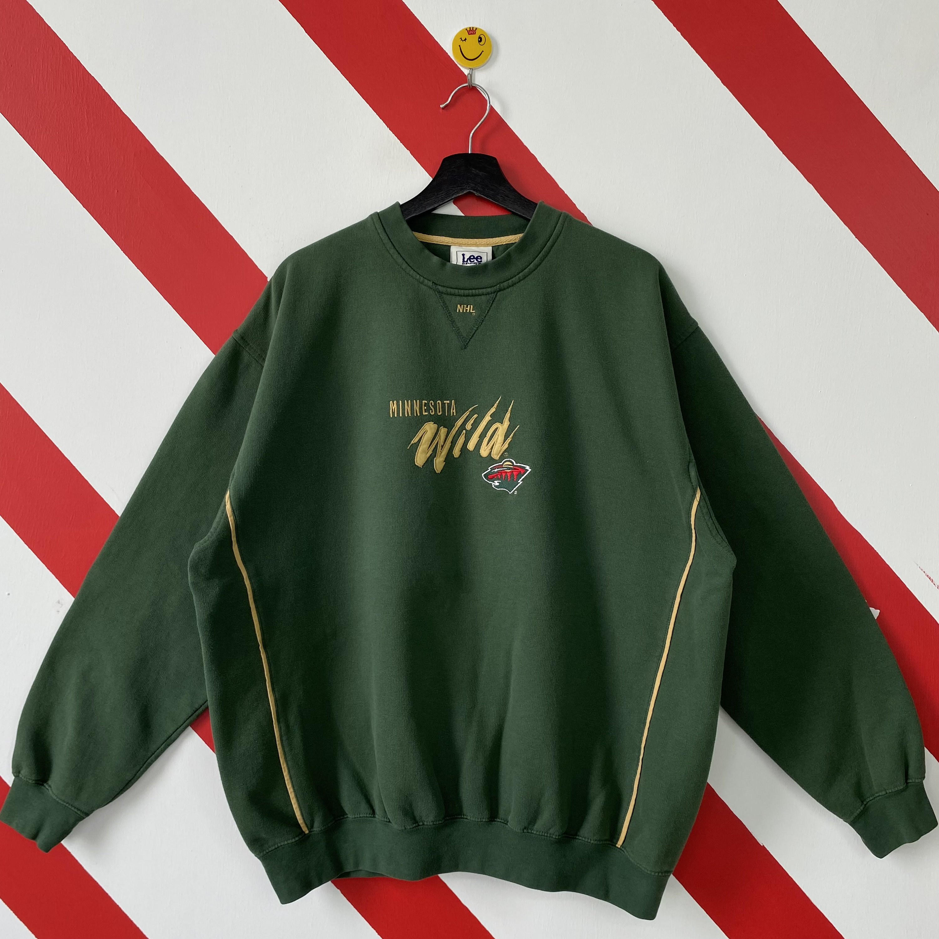 Vintage NHL Minnesota Wild Green Lee Sport Crewneck Sweatshirt Large  Embroidered