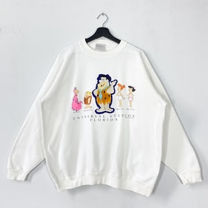 Vintage 90s Fred Flintstones Sweatshirt Flintstones Crewneck Universal Studios Sweater Pullover Barney Betty Wilma Dino Print Logo XLarge