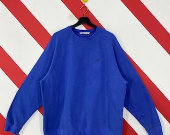 Vintage Nike Sweatshirt Nike Crewneck Nike Swoosh Pullover Pullover Nike Air Sportswear Pullover Nike Swoosh Gesticktes Logo Blau XLarge