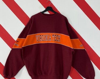 Vintage Virginia Tech Hokies Sweatshirt Hokies Crewneck Virginia Polytechnic Institute Sweater Virginia Tech Hokies Embroidered Logo XLarge