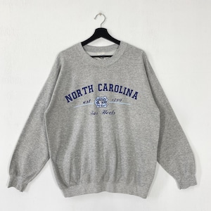 Vintage University North Carolina Sweatshirt North Carolina Crewneck North Carolina Sweater North Carolina Tar Heels Print Logo Grey Large