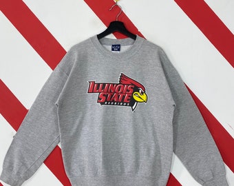 Vintage Illinois State University Sweatshirt Illinois State Crewneck Illinois Pullover Pullover Illinois State Redbirds Print Logo Medium