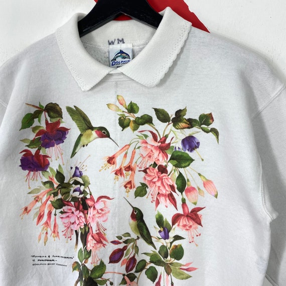 Vintage 90s Bird Sweatshirt Sunflower Crewneck Mo… - image 2