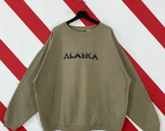 vintage des années 90 sweatshirt Alaska Crewneck Parc National de l'Alaska pull pull Alaska Mountain Deer Bear Wolf Logo brodé XXL