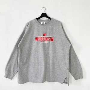 Vintage University Wisconsin Sweatshirt Wisconsin Crewneck Wisconsin Sweater Pullover Wisconsin Badgers Embroidered Logo Grey XLarge