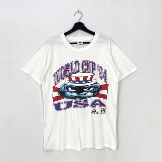 Vintage 90s FIFA World Cup T-shirt 1994 USA Print Logo White