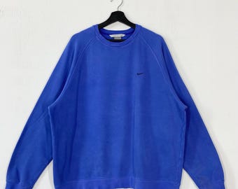 Felpa vintage Nike con scollo rotondo, pullover Nike Air Sportswear, maglione Nike Swoosh con logo ricamato, blu XL