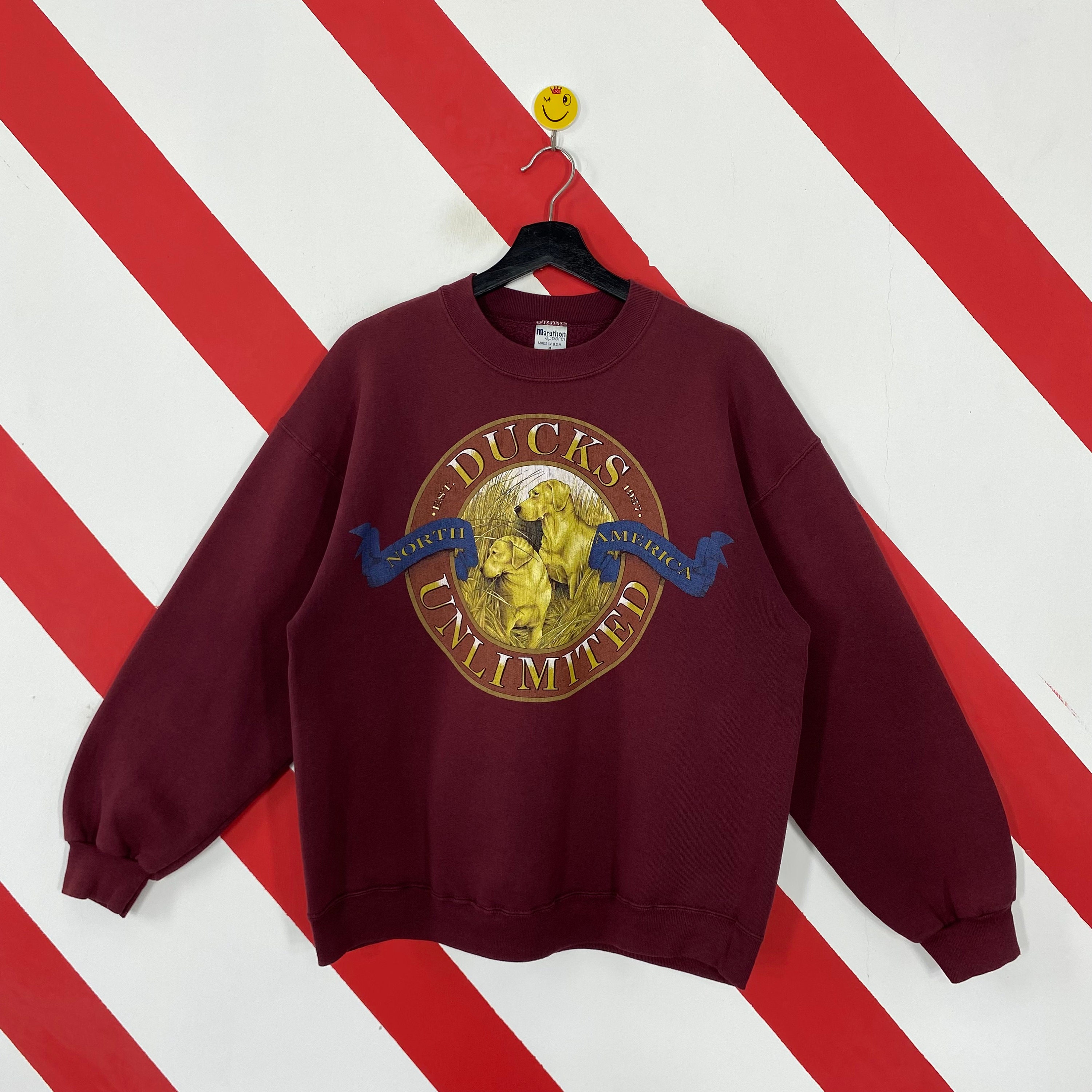 Vintage 90s Wildlife Dog Sudadera Ducks Unlimited Crewneck Wolf Howling Sweater Pullover Habitat Deer Duck Fish Print Logo Maroon Medium Etsy Mexico