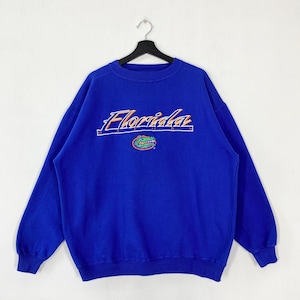 Vintage 90s University Florida Sweatshirt University Florida Crewneck Florida Sweater Pullover Florida Gators Embroidered Logo Blue XLarge