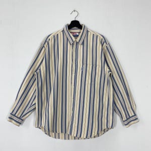 Vintage 90s Pepsi Cola Vertical Stripe Oxford Shirt Single Pocket Brown Large