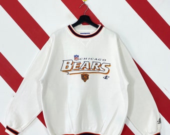 Vintage 90er Jahre Chicago Bears Sweatshirt Chicago Bears Crewneck Chicago Bears Pullover Sportbekleidung NFL Chicago Bears Gesticktes Logo Weiß Groß