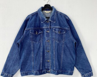 90s St.John’s Bay 7button shirt jacket Vintage St Johns Bay Denim Jacket Trucker Jean Coat Retro