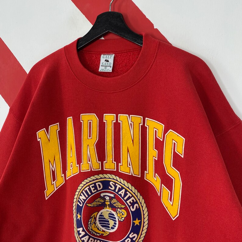 Vintage 90er Jahre USMC Marine Corps Sweatshirt USMC Crewneck United State Marine Corps Pullover Pullover Militär USMC Print Logo Rot XLarge Bild 2